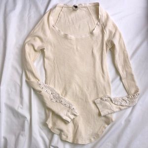Free People Fitted Waffle Long Sleeve Size M